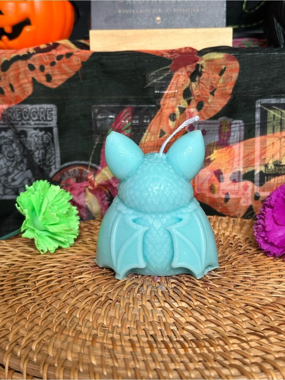 Blue Bat Familiar Candle